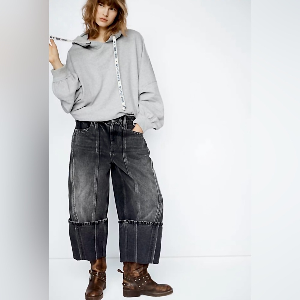 Free People Olsen Cuffed Crop Barrel Jeans Black Size 26 We The Free